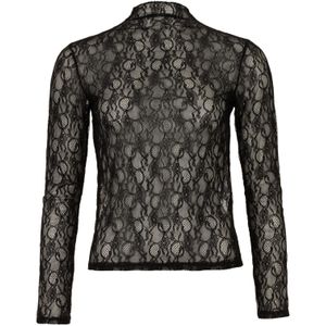 Freebird - Top Tessara - Zwart - Lange Mouwen - Hoge Halslijn