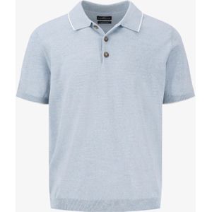 Fynch-Hatton - Poloshirt - Blauw - Katoen/Linnen - Korte Knoopsluiting