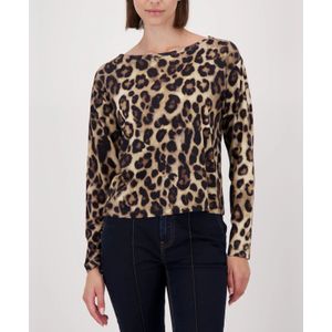 monari - Shirt - Cappuccino - Dierenprint - Lange Mouw