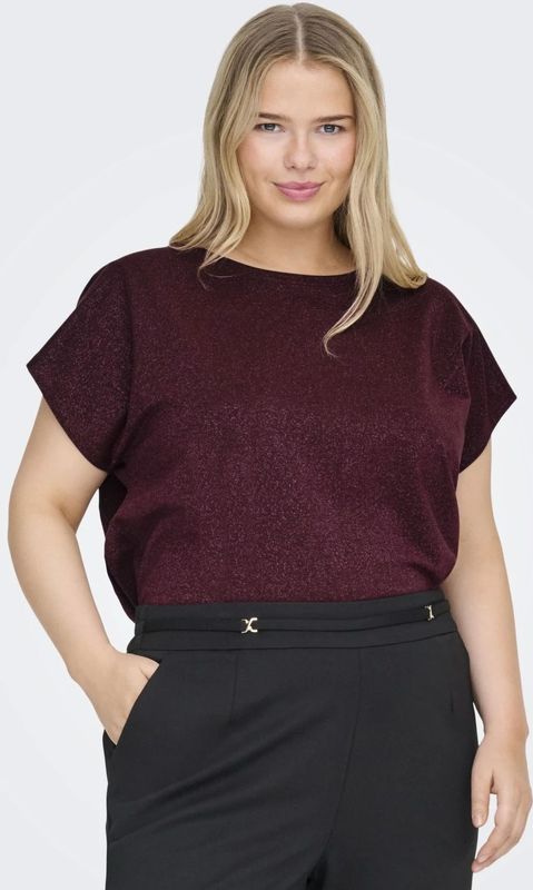 ONLY - CARMOSTER GLITTER S/S TOP JRS NOOS - Korte Mouwen - Chocolate Truffle