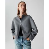 Korte donkergrijze vest met wol