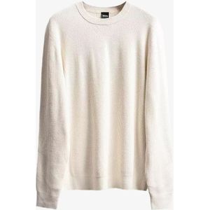 Hugo - Moderne Geribbelde Velours Sweater - Wit - Heren