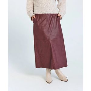 Freequent - Maxi Leren Rok - Bordeaux