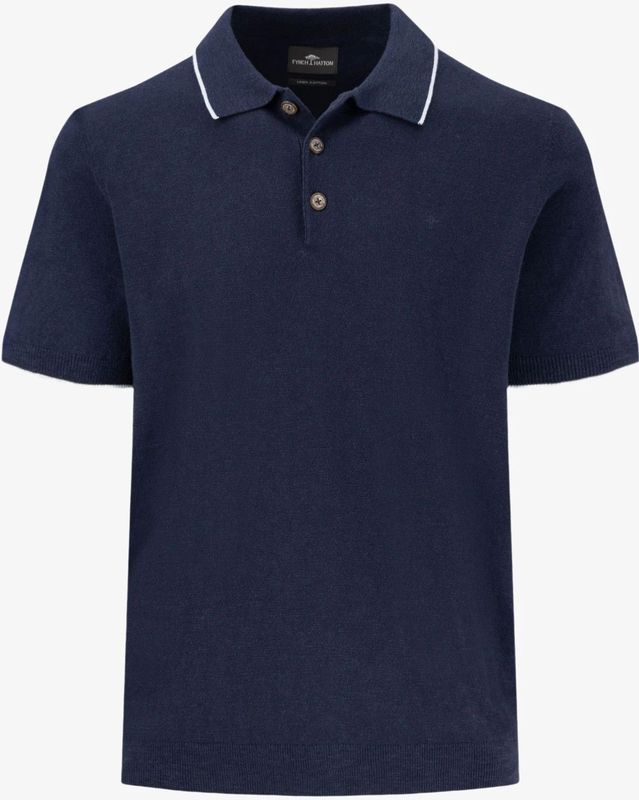 Fynch-Hatton - Poloshirt - Blauw - Katoen/Linnen - Regular Fit