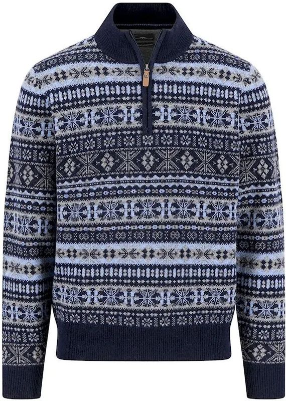 Fynch Hatton - 1510365 - Half Rits Trui - Wol - Noors Patroon