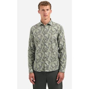 Casual Shirt - Khaki - 92% Polyester - 8% Viscose - Lange Mouw - Normale Pasvorm