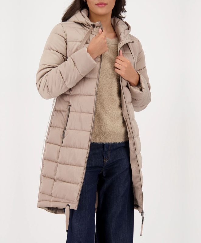 Monari - Gewatteerde Jas - Truffle - Met Ronde Hals