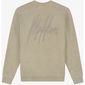 Malelions - Oversized Knitted Signature Sweater - Beige - Trui