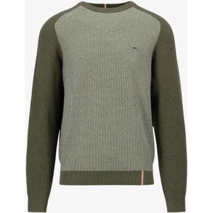 Fynch Hatton - 1408613 - Gebreide Trui - Tweekleurig - Ronde Hals - 100% Katoen