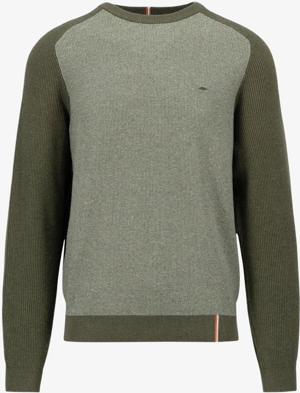 Fynch Hatton - 1408613 - Gebreide Trui - Tweekleurig - Ronde Hals - 100% Katoen