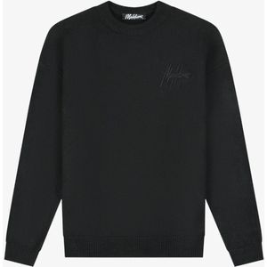 Malelions - Oversized Knitted Signature Sweater - Zwart - Gebreide Trui