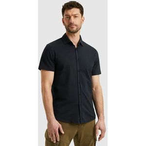 PME Legend - Casual Overhemd - Blauw - Korte Mouwen - Klassieke Kraag