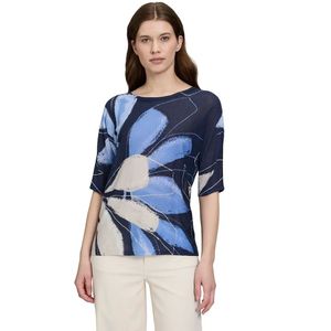 Betty & Co - Overhemden - Blauw - Fijngebreide Trui met Print