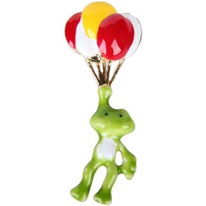 Luxe Broche Kikker Ballonnen Rood-Wit-Geel