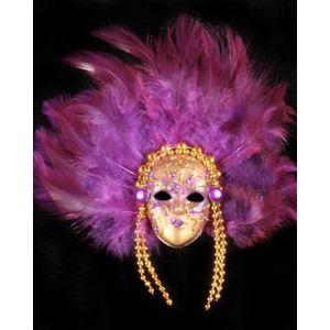 Venetiaans Miniatuur Masker Feathers Paars
