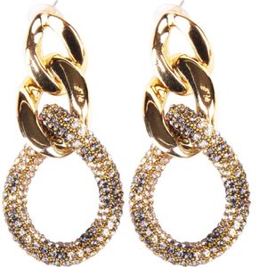 Schakel Oorbellen Ovaal Strass Goud