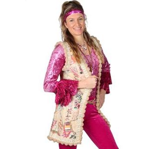 Hippie Vest Pailletten Ecru Lang