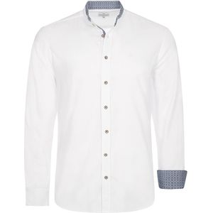 Tiroler Blouse Katoen Blauw/Wit Patroon