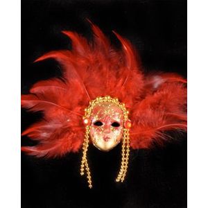 Venetiaans Miniatuur Masker Feathers Rood