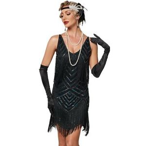 Luxe Charleston Twenties Jurk Heleen Zwart