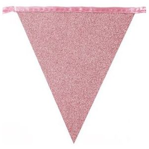 Vlaggenlijn glitter roze-goud 6m