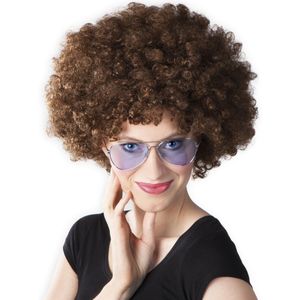 Pruik afro bruin