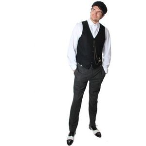 Peaky Blinders Outfit Zwart (broek, gilet, pet, horloge)