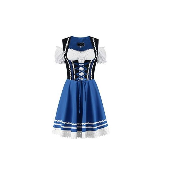 Alpin de luxe Dirndl blauw-wit bloemenprint elegant Mode Traditionele jurken Dirndls 