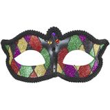 Oogmasker Harlequin Glitter Zwart
