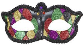 Oogmasker Harlequin Glitter Zwart