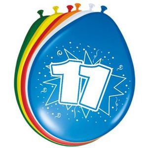 11 Jaar Ballonnen Meerkleurig (8 stuks)