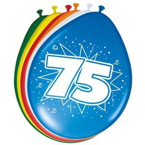 75 Jaar Ballonnen Meerkleurig (8 stuks)