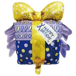 Folie Ballon Happy Birthday Kadootje Blauw (60 cm)