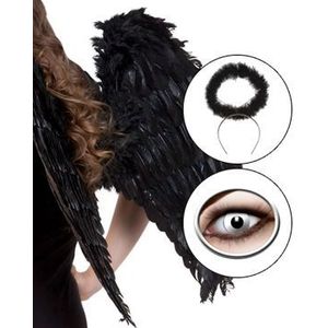 Zwarte Engel Set (3-delig) Vleugels & Lenzen