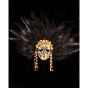 Venetiaans Miniatuur Masker Feathers Zwart