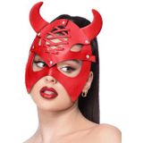 Half Masker Duivel Leatherlook Rood