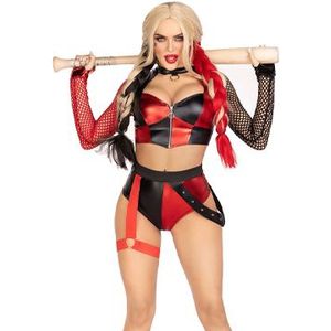 Sexy Harley Quinn Kostuum Rood/Zwart (2-Delig)