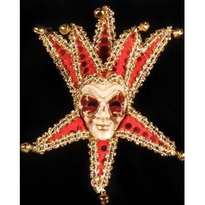 Venetiaans Miniatuur Masker Grinn Rood