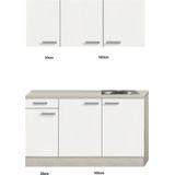 Keukenblok 130cm Genf gebroken wit mat KIT-20110