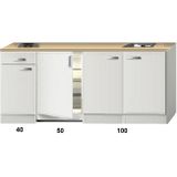 Keukenblok 190cm wit hoogglans incl 2-pit kookplaat HRF-4600