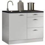 minikeuken 100cm wit hoogglans zonder bovenkasten en e-kookplaat KIT-11005