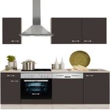 keukenblok 210 cm Faro, antraciet incl e-apparaten mat KIT-127