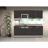 Keukenblok 200 cm Antraciet mat incl gas-kookplaat, afzuigkap, vaatwasser en magnetron KIT-120