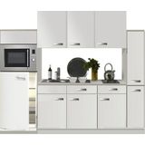 Keuken 240cm wit hoogglans incl koelkast, kookplaat en apothekerskast KIT-372