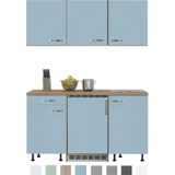 Keukenblok 150 Karat blauw incl koelkast en kookplaat en wandkasten KIT-915
