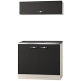 Keukenblok Faro Antraciet 100cm met klap wandkast KIT-0103