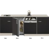 Kitchenette Faro Antraciet met koelkast en vaatwasser 210cm KIT-5385