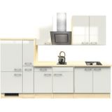 Keuken Abaco 300cm parel Shiny incl afzuigkap, koosplaat en spoelbak KIT-5590