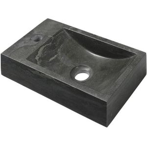 Sapho Blok stenen wastafel 40x22 zwart antraciet