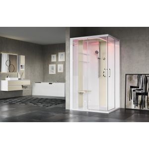 Novellini Skill Hammam 100x80 complete wellnesscabine Rechts Kiezelgrijs